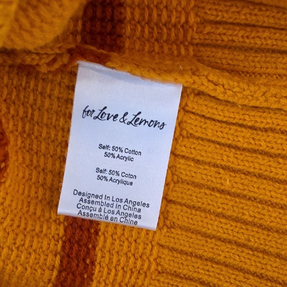 For Love And Lemons Orange Striped Knit Mini Dress size M & S new without tags - Picture 7 of 9